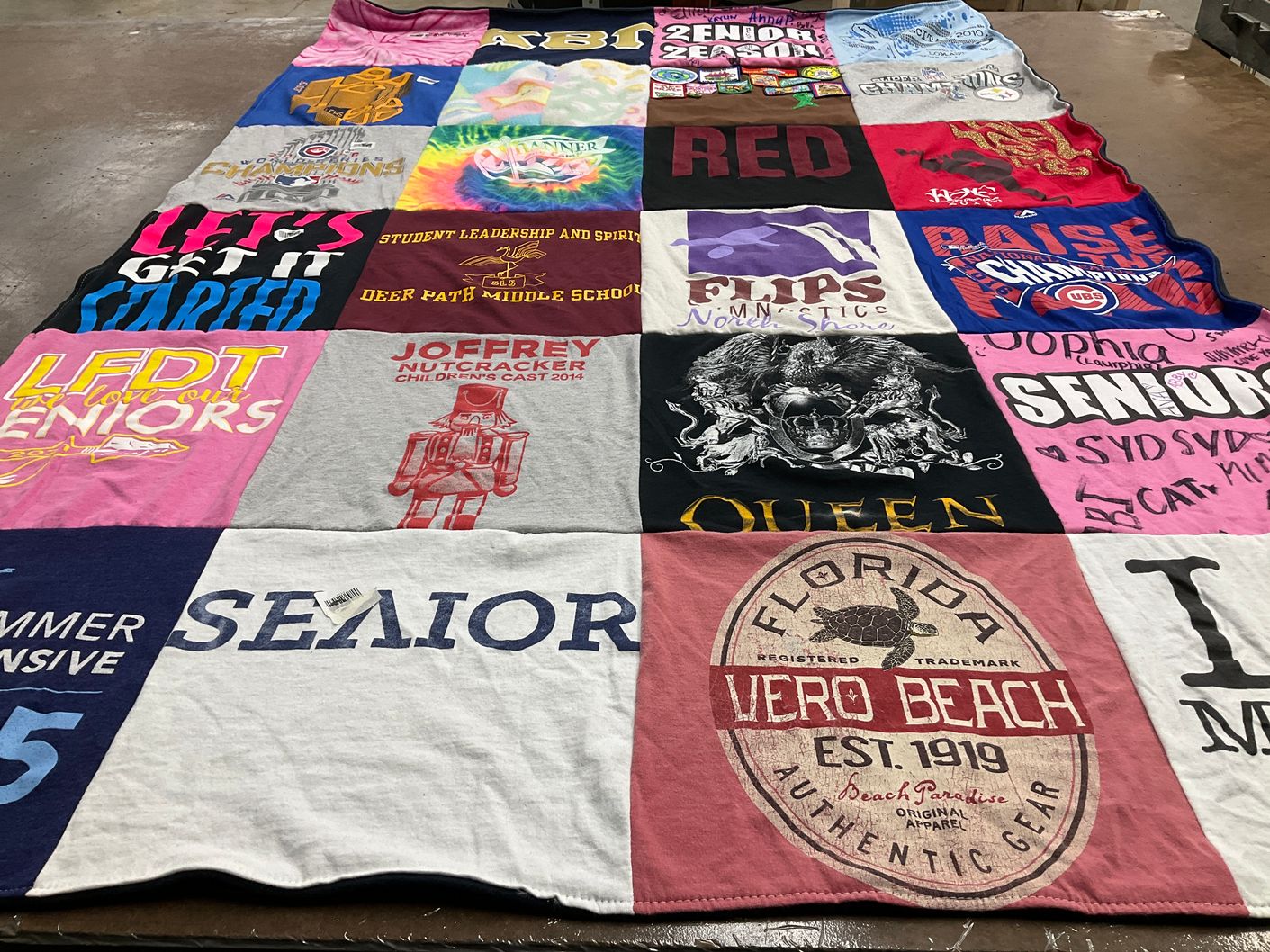 T-shirt quilt from deer path middle school by Susan from IL