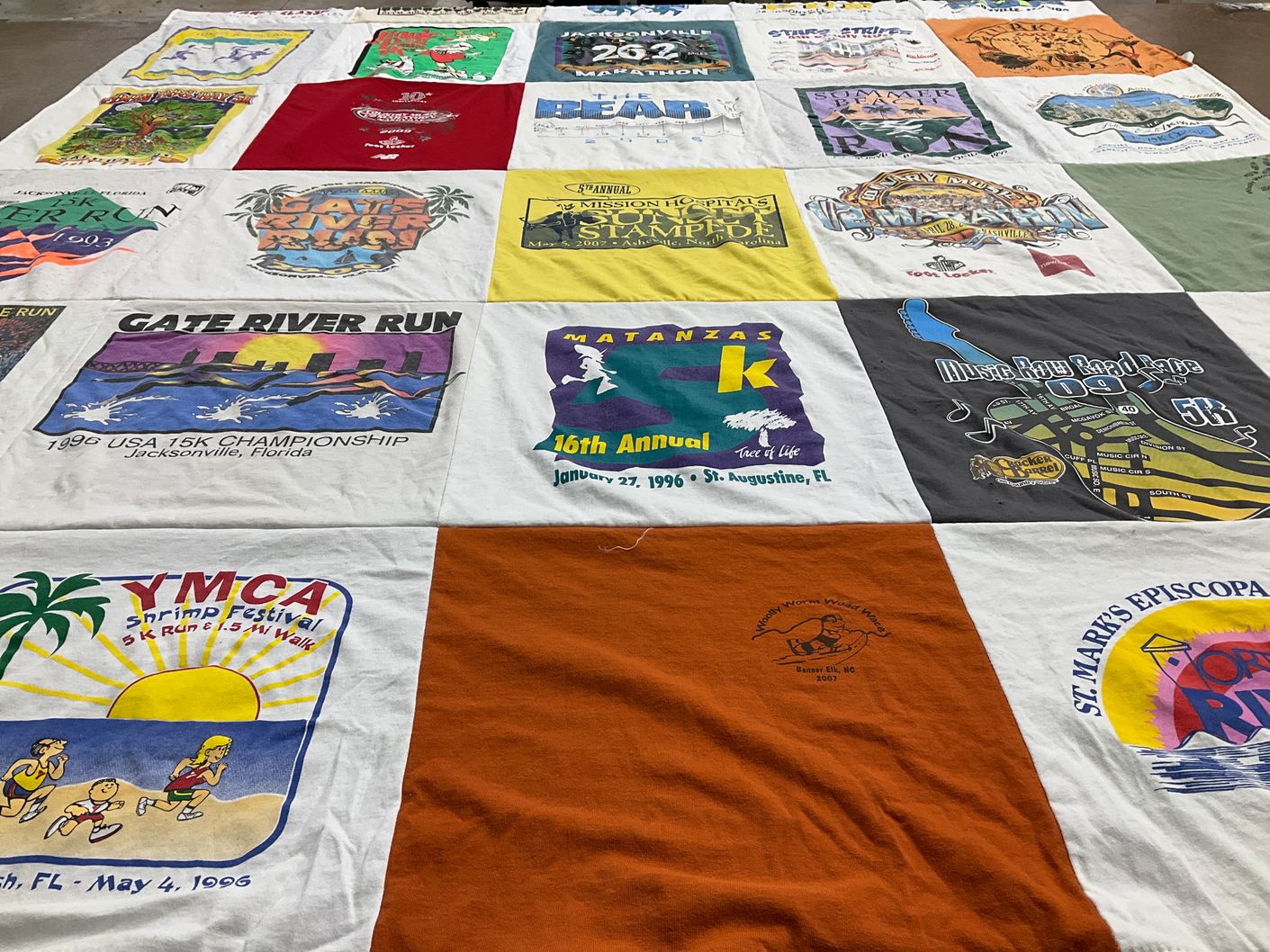 T-shirt quilt with running, festivals themes by Gerald from MS