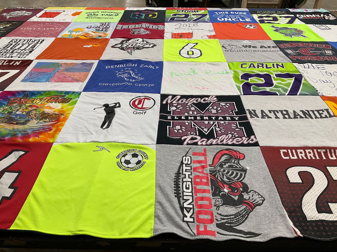 T-shirt quilt featuring currituck county knights football, moyock panthers by Harley from NC