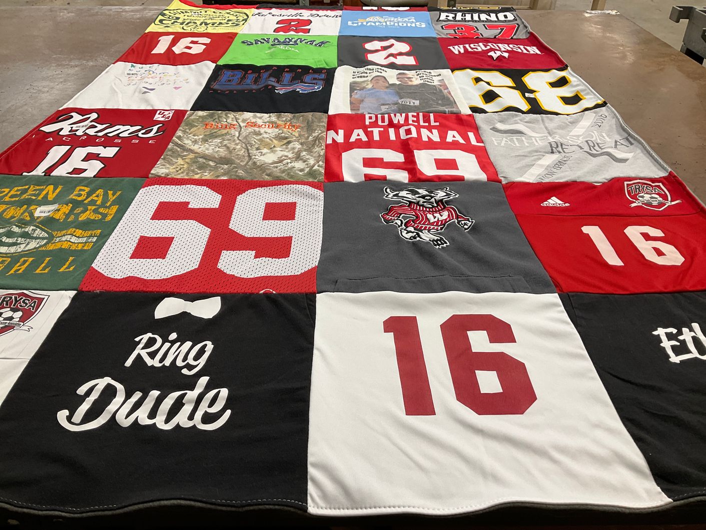 T-shirt quilt featuring green bay packers, wisconsin badgers by Elizabeth from PA