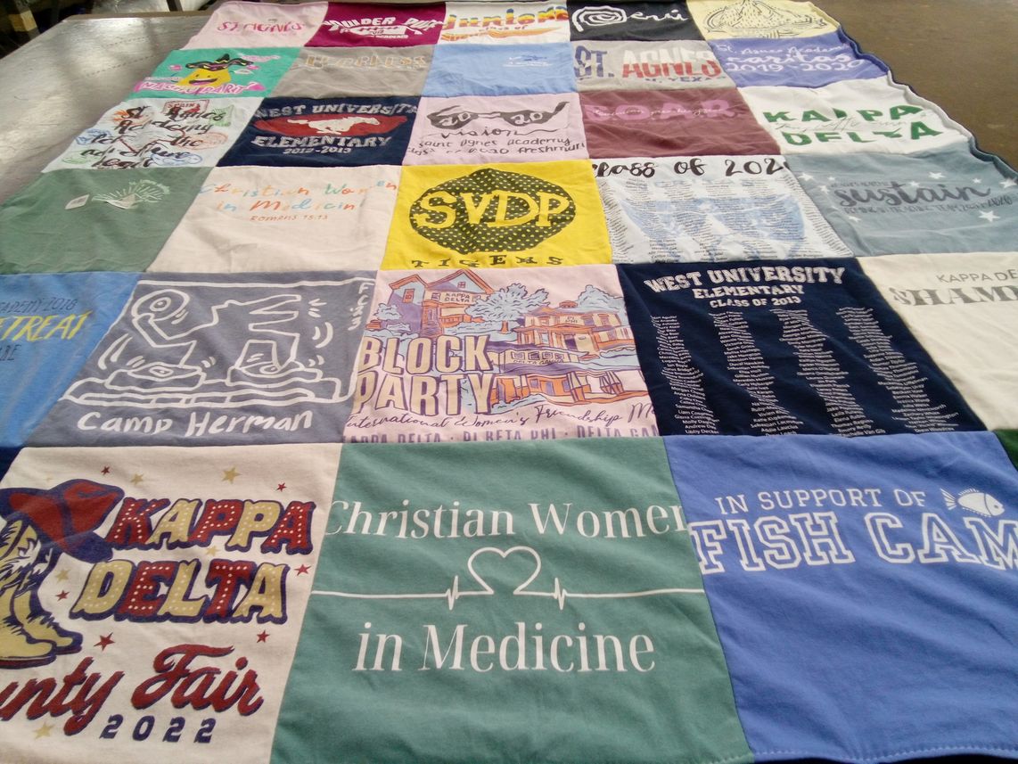 T-shirt quilt from west university elementary school by Yara from TX