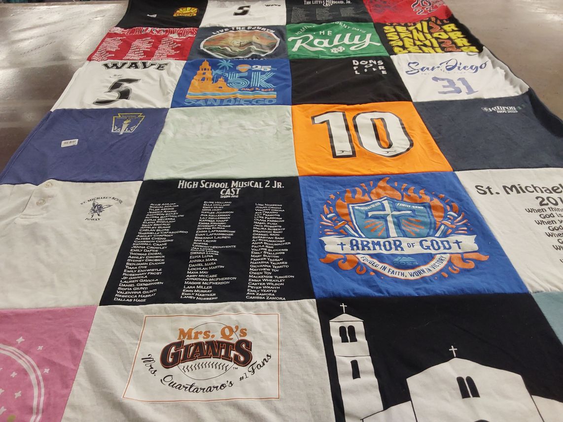 T-shirt quilt from st. michael's school by Janet from CA
