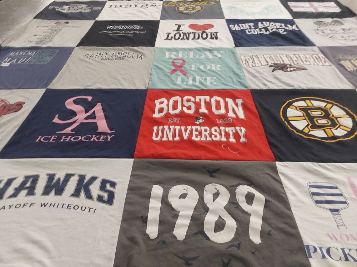 T-shirt quilt featuring hawks by Aquinnah from NH