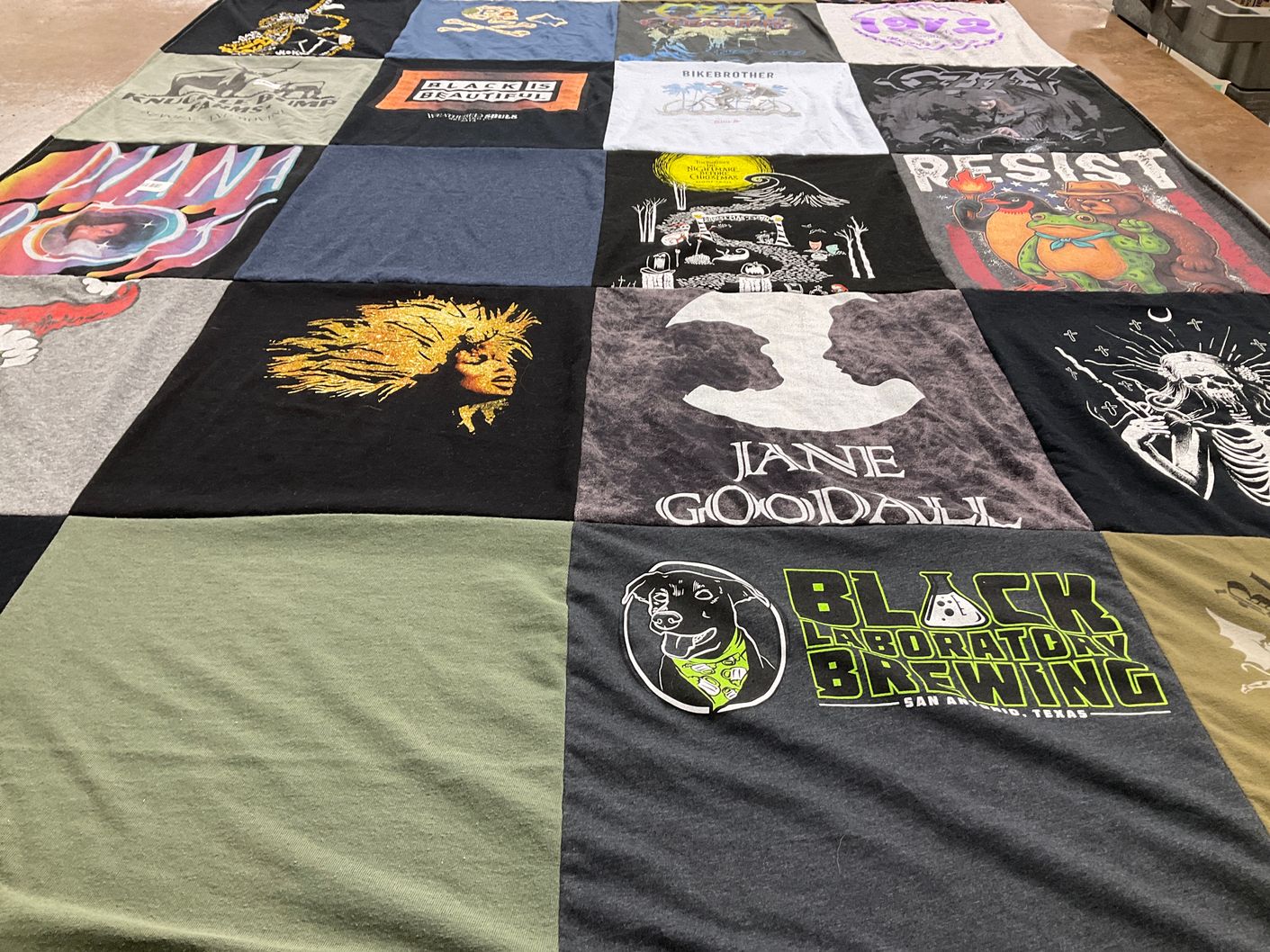 T-shirt quilt with environmentalism, animal rights themes by Deborah from TX
