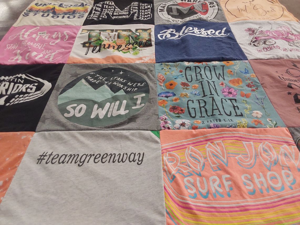 T-shirt quilt featuring huntington university warriors by Stephanie from TX