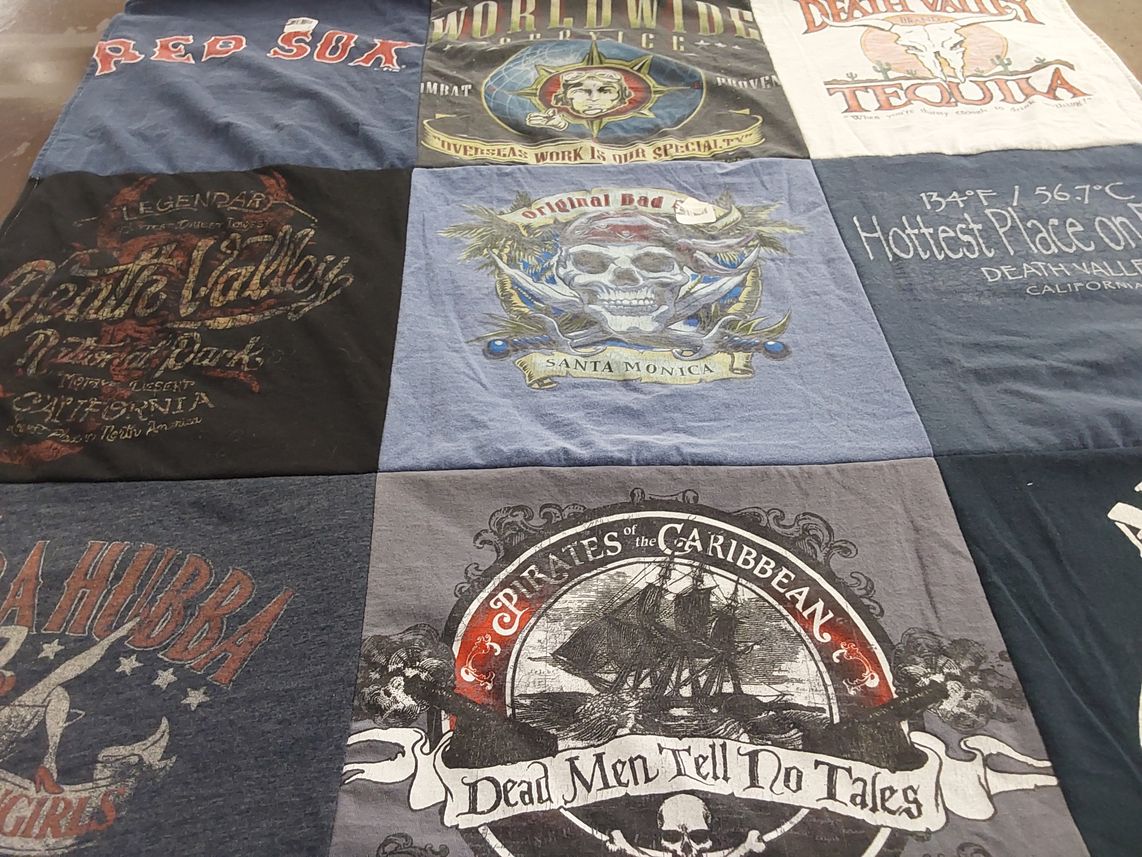 T-shirt quilt with travel, amusement parks themes by Allison from NV