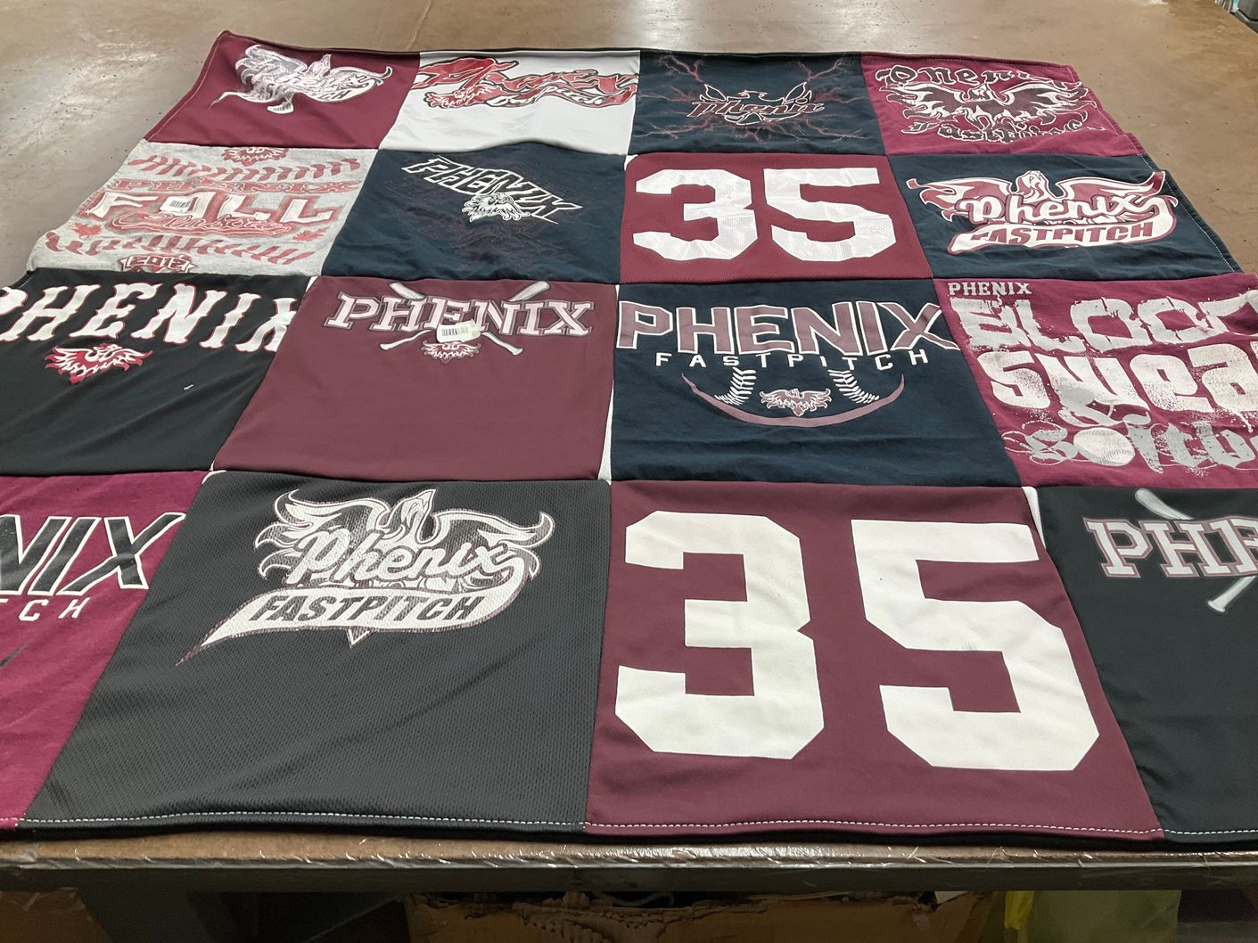T-shirt quilt with softball themes by Rachelle from KS