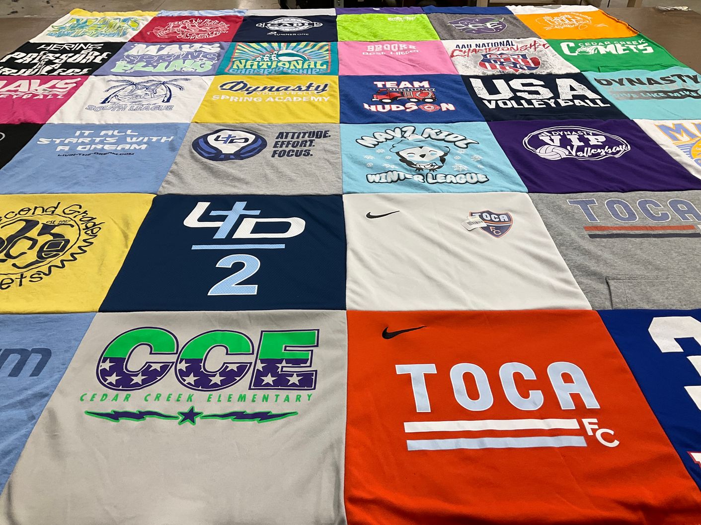 T-shirt quilt from cedar creek elementary school by Heather from KS