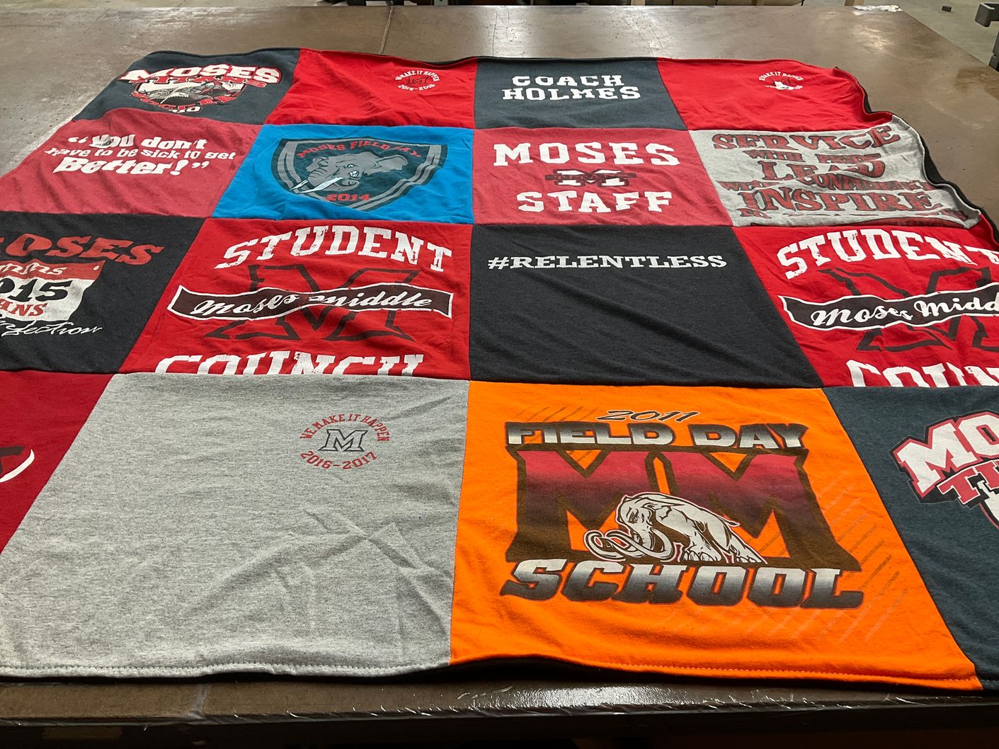 T-shirt quilt from moses middle school by Deanna from GA