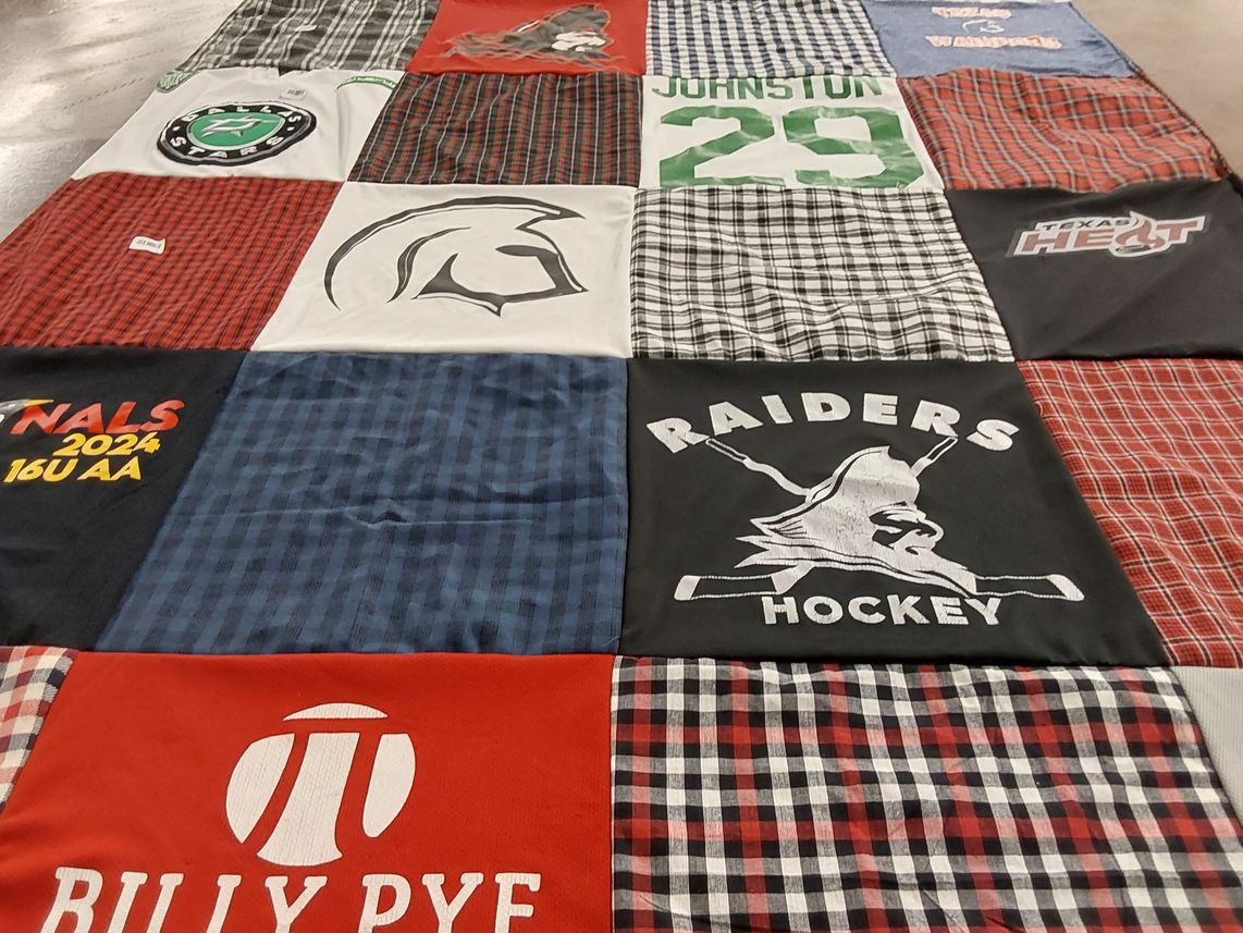T-shirt quilt featuring raiders hockey by Melinda from TX