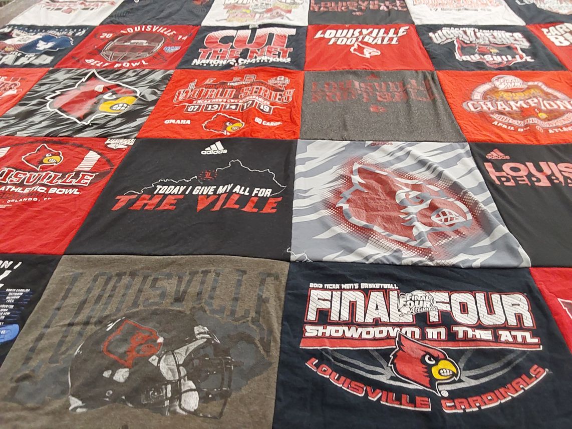T-shirt quilt featuring louisville cardinals by Justin from TX
