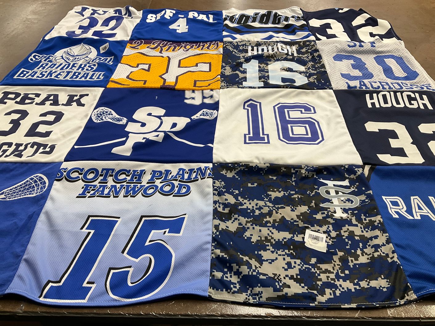 T-shirt quilt from scotch plains fanwood high school by Marlaina from NJ