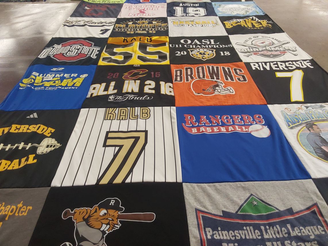 T-shirt quilt featuring cleveland browns, riverside baseball by Lauren from OH