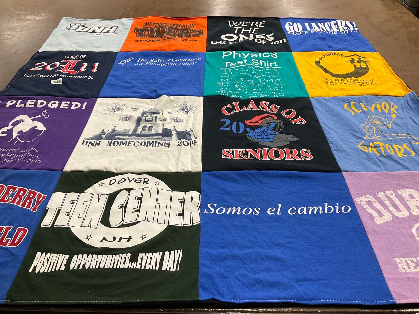 T-shirt quilt from university of new hampshire, londonderry high school by Alyssa from NH