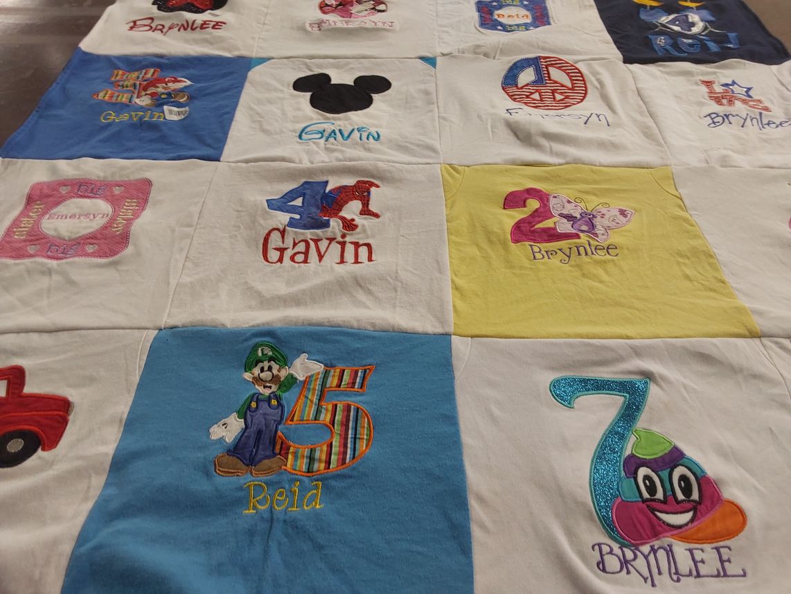 T-shirt quilt with cartoons, children's characters themes by emersyn from KY