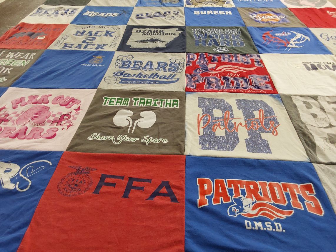 T-shirt quilt featuring bears, patriots by Jennifer from AR