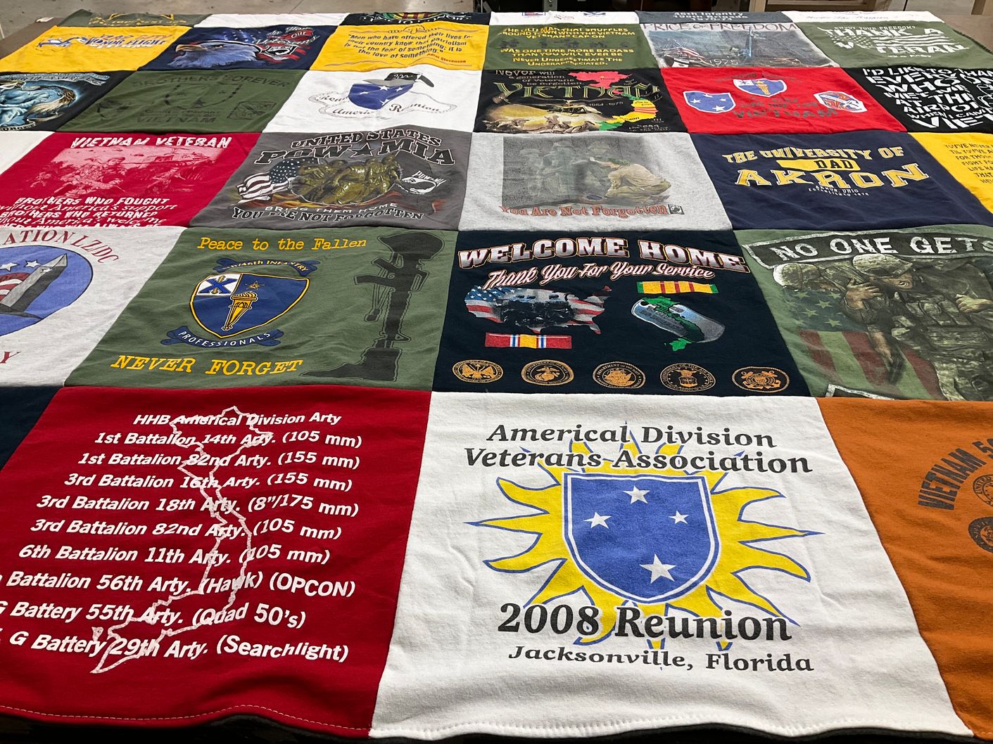 T-shirt quilt from university of akron by Peggy from OH