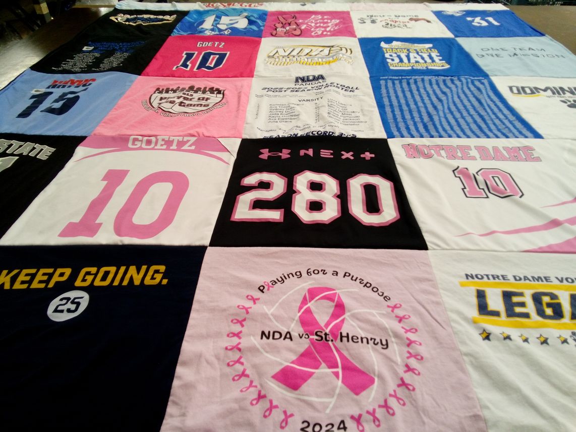 T-shirt quilt featuring notre dame university by Erin from KY
