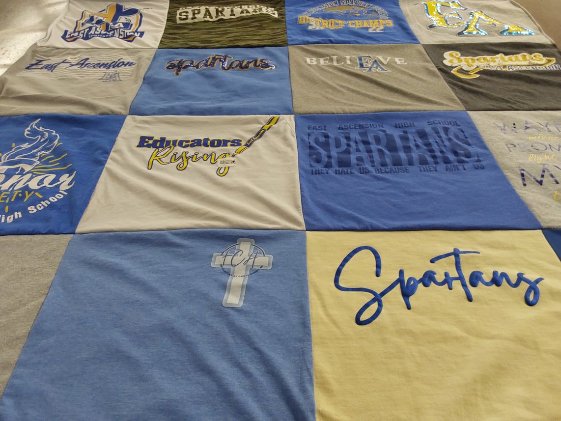 T-shirt quilt from east ascension high school by Nichelle from LA