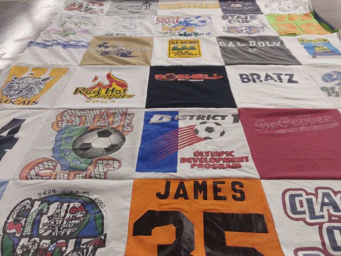 T-shirt quilt featuring san ramon high school, red hot sun team by Rhonda from CA