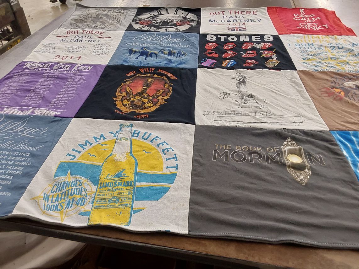 T-shirt quilt with music, theater themes by Robert from FL
