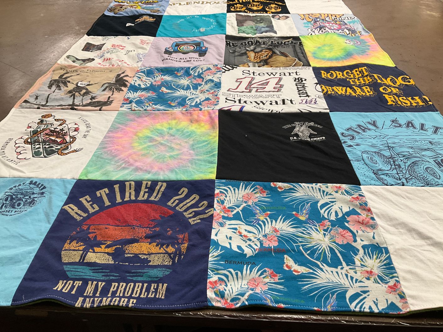 T-shirt quilt with beach, fishing themes by Lisa from FL
