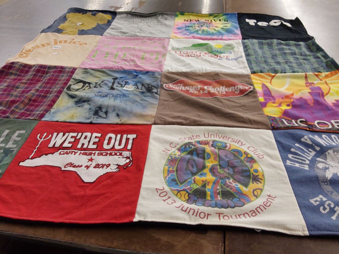 T-shirt quilt from cary high school, north carolina state university by Hannah from NC