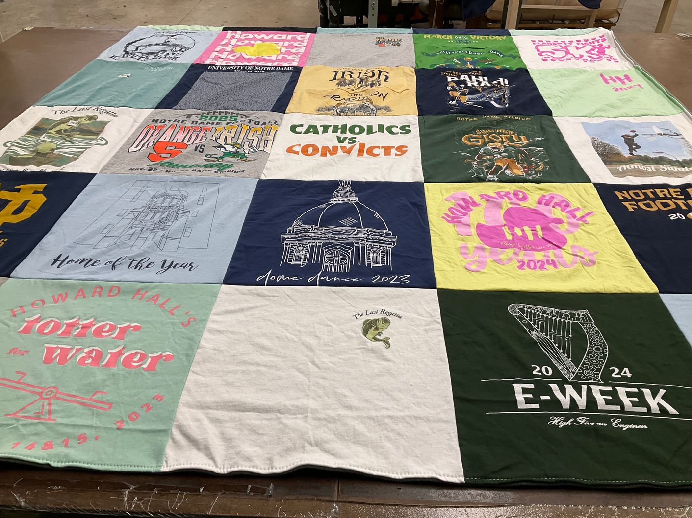 T-shirt quilt featuring notre dame football by Karter from IN