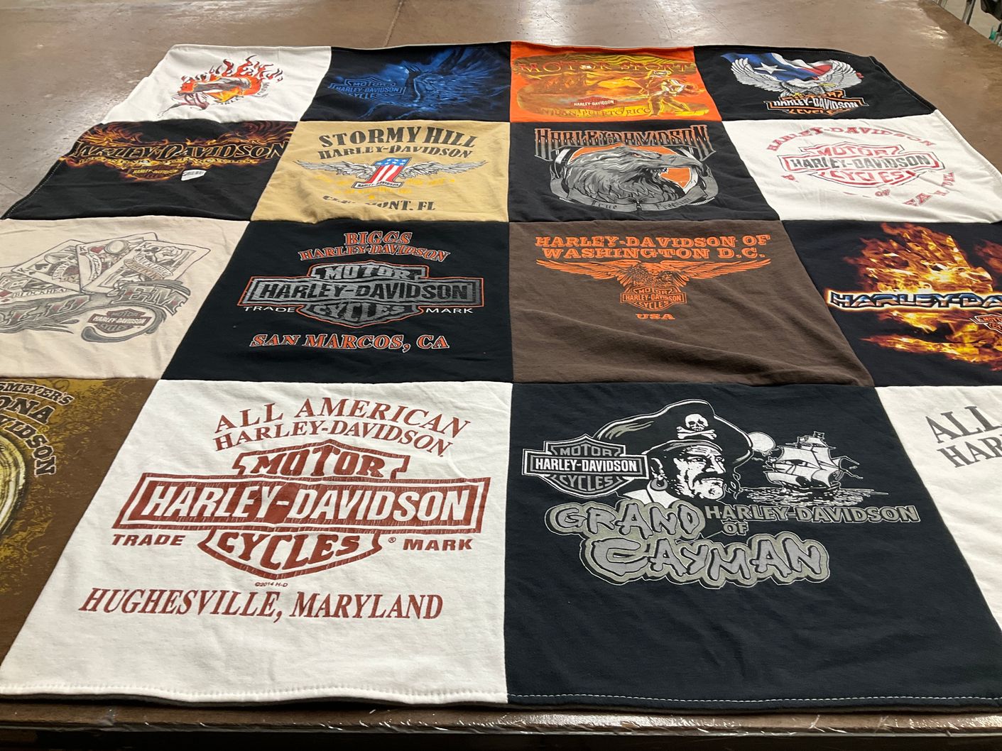 T-shirt quilt with motorcycles themes by Arynne from FL