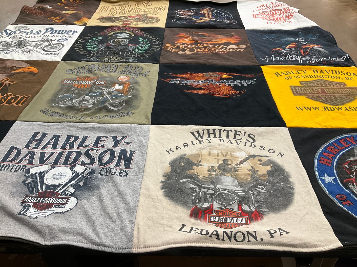 T-shirt quilt with motorcycles themes by Arynne from FL