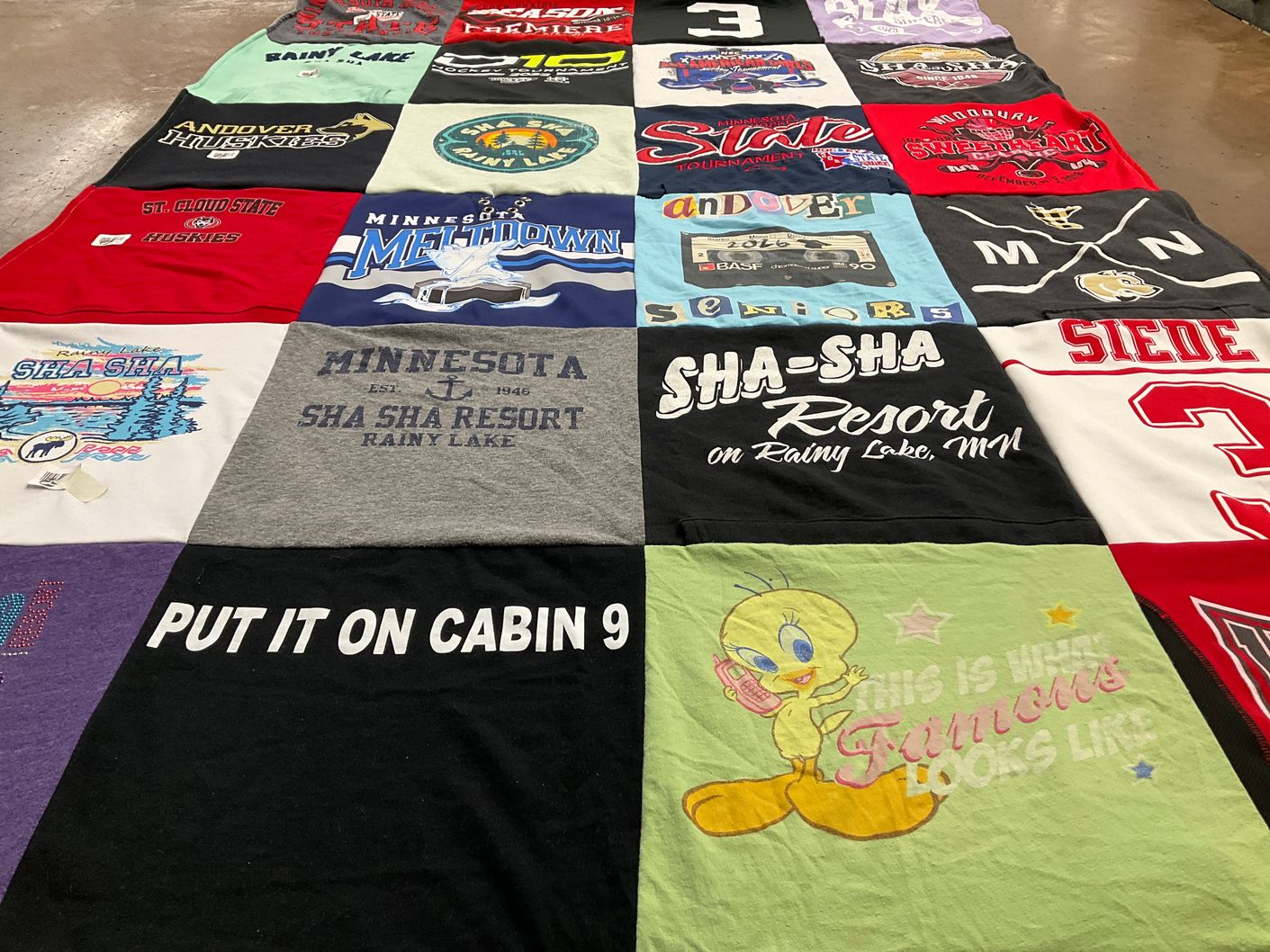 T-shirt quilt from st. cloud state university by Ashley from MN