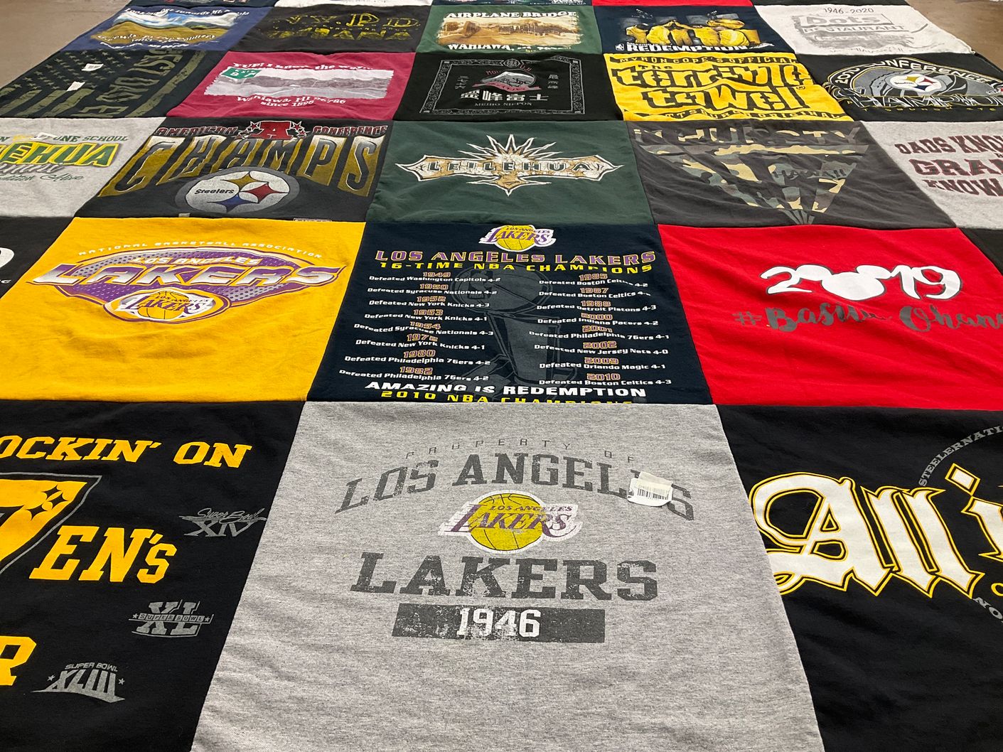 T-shirt quilt featuring los angeles lakers by Jeannie from HI