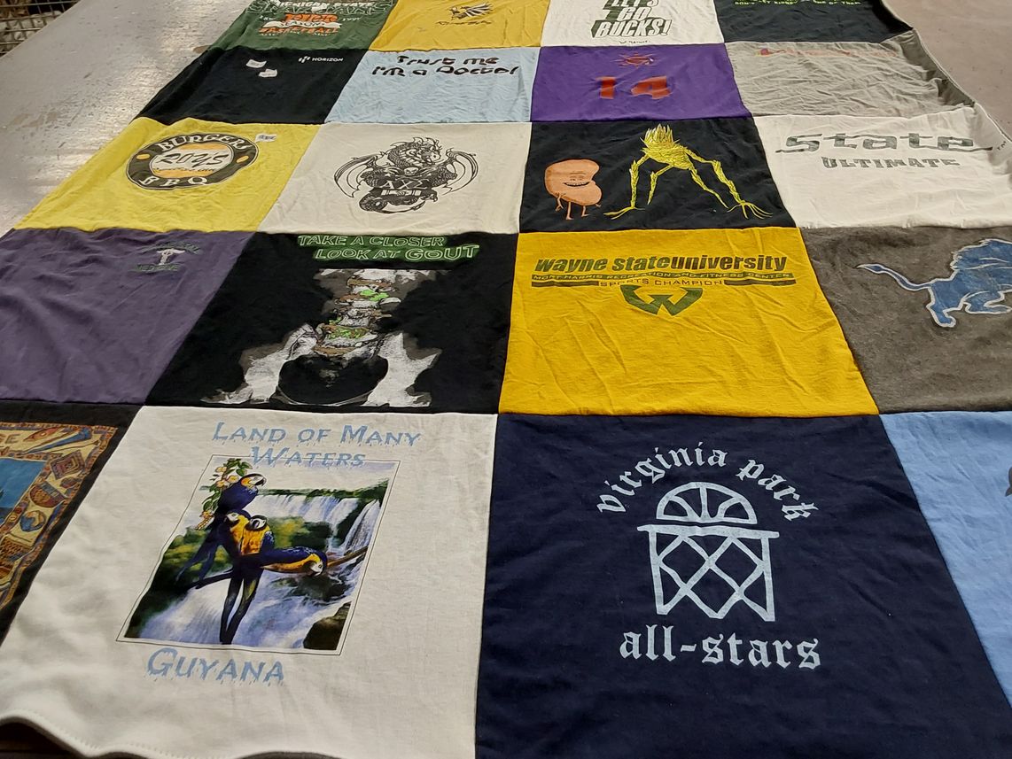 T-shirt quilt from wayne state university by Linda from IL