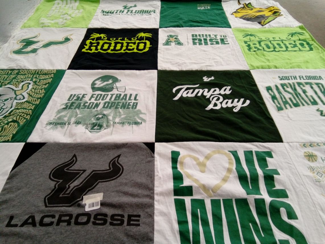 T-shirt quilt featuring university of south florida bulls by Katie from FL