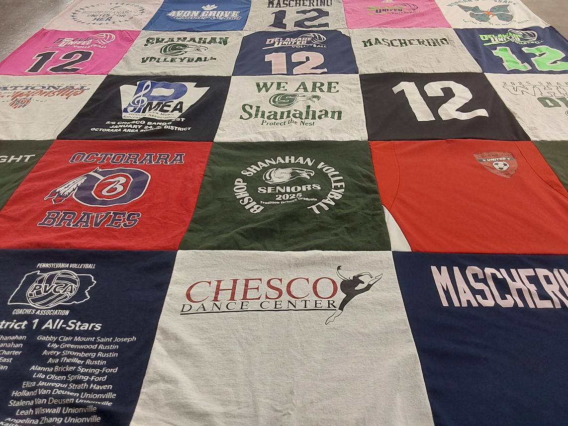 T-shirt quilt featuring shanahan volleyball, united soccer by Teresa from PA