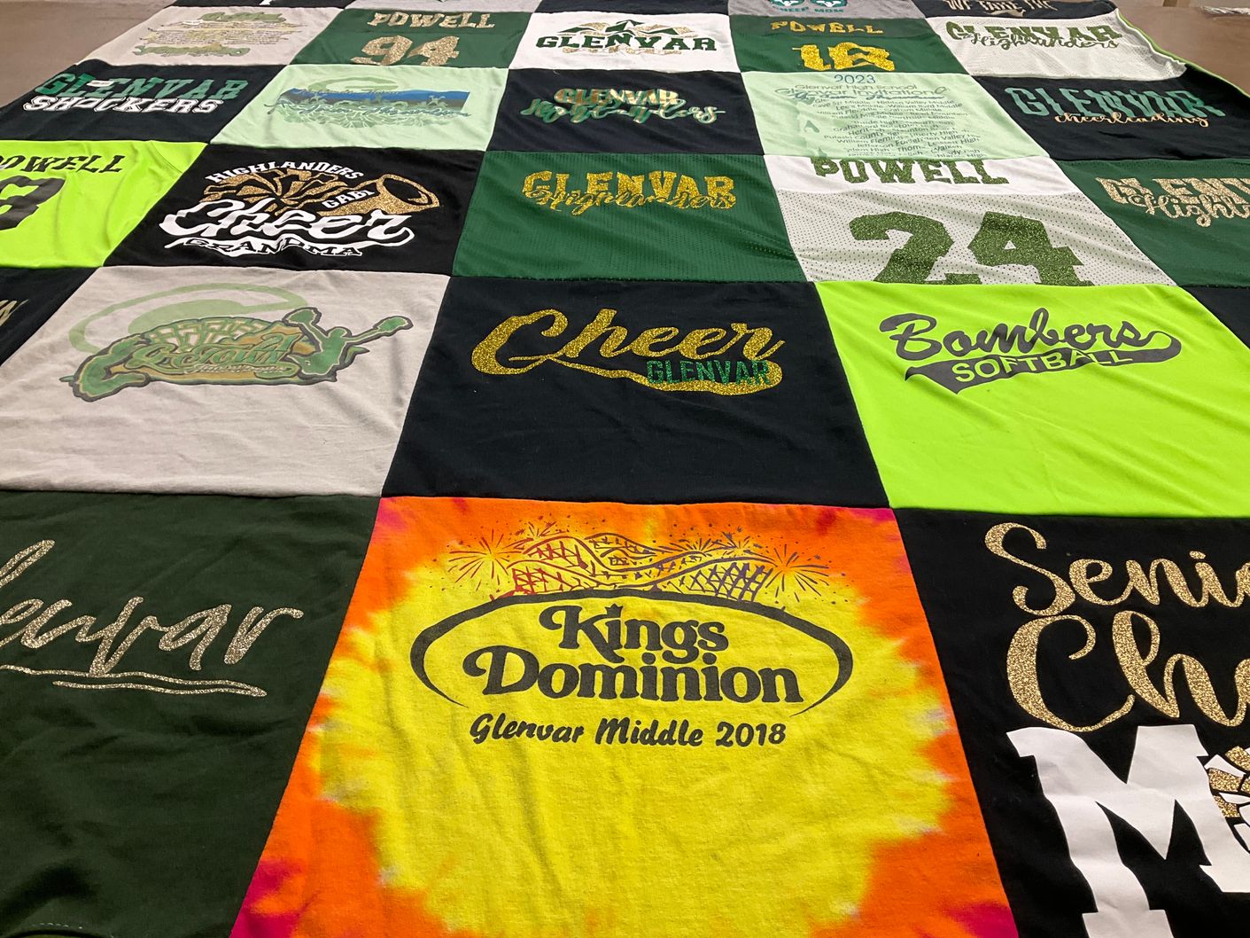T-shirt quilt featuring glenvar highlanders, glenvar shockers by Bonnie from VA