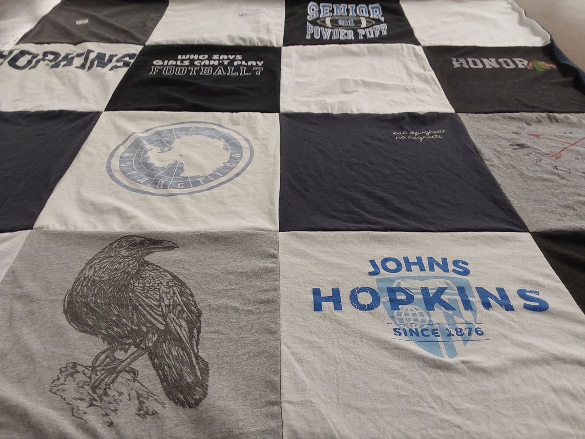 T-shirt quilt from johns hopkins university by Sean from PA