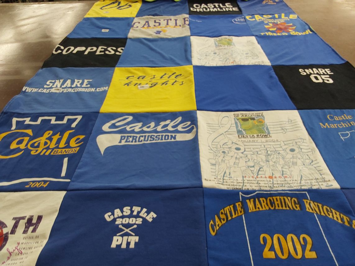 T-shirt quilt featuring castle marching knights by Jill from IN