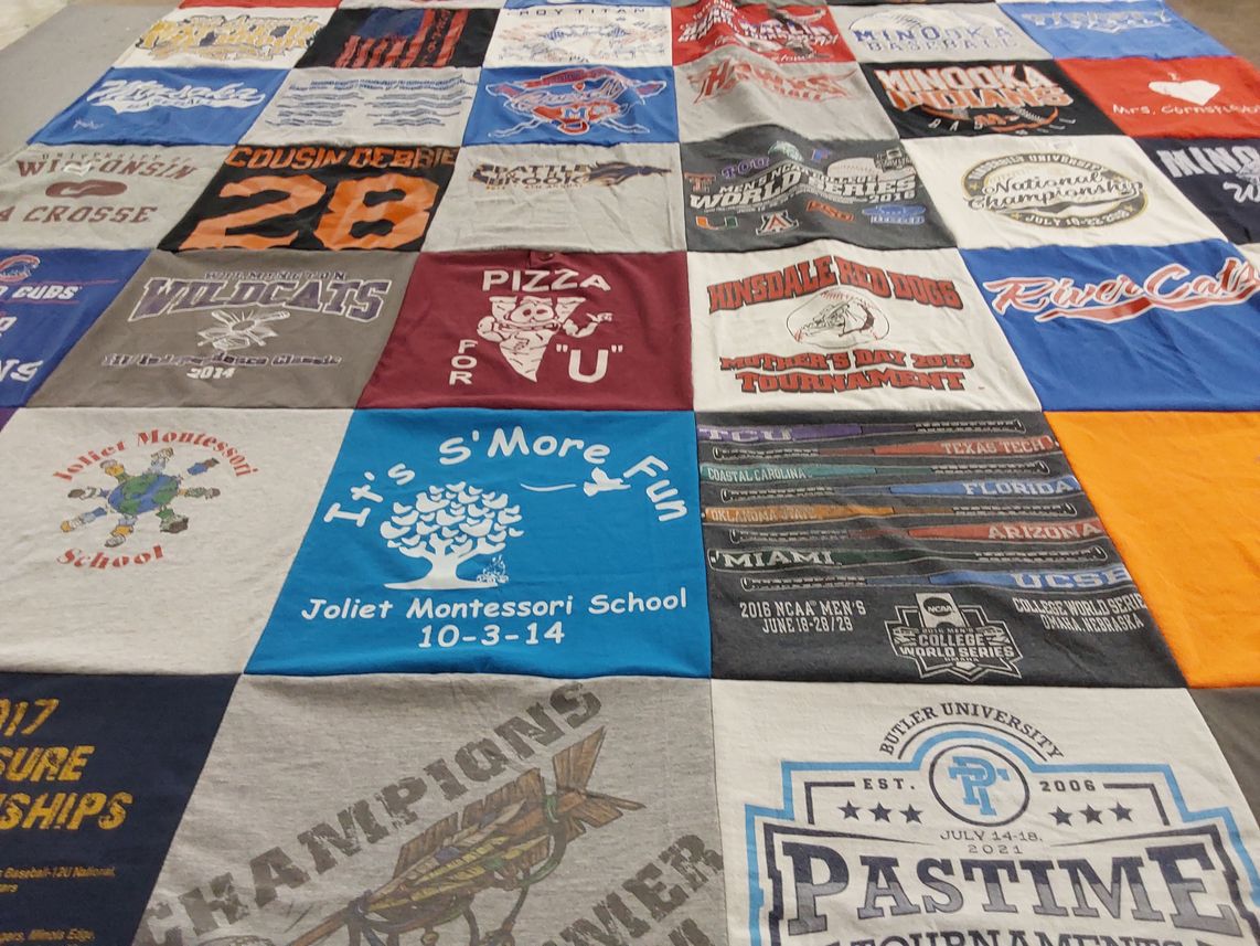 T-shirt quilt featuring hinsdale red dogs, hinsdale wildcats by Katherine from IL