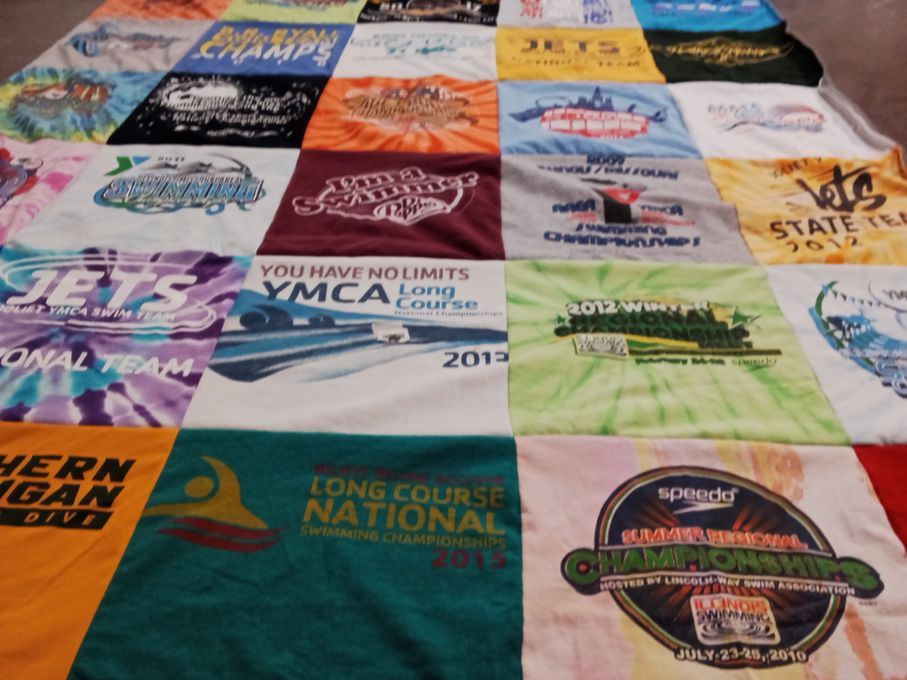 T-shirt quilt featuring jets ymca swim team by Katherine from IL
