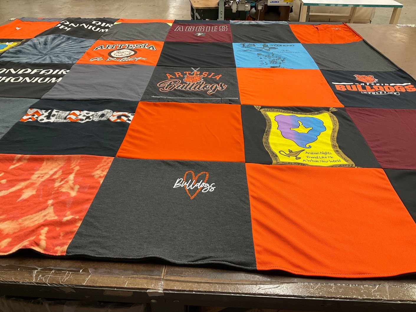 T-shirt quilt featuring artesia bulldogs by Cynthia from NM