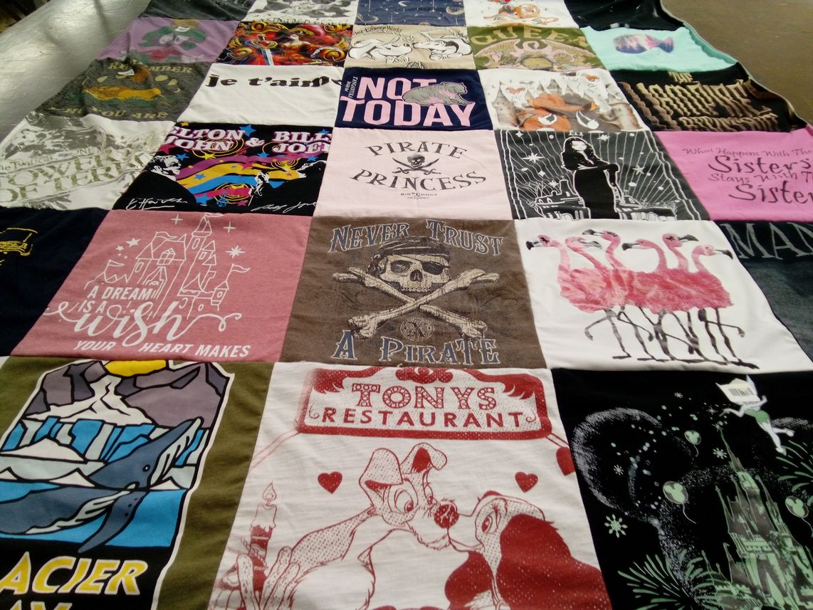T-shirt quilt with pirates, disney themes by Debra from IN