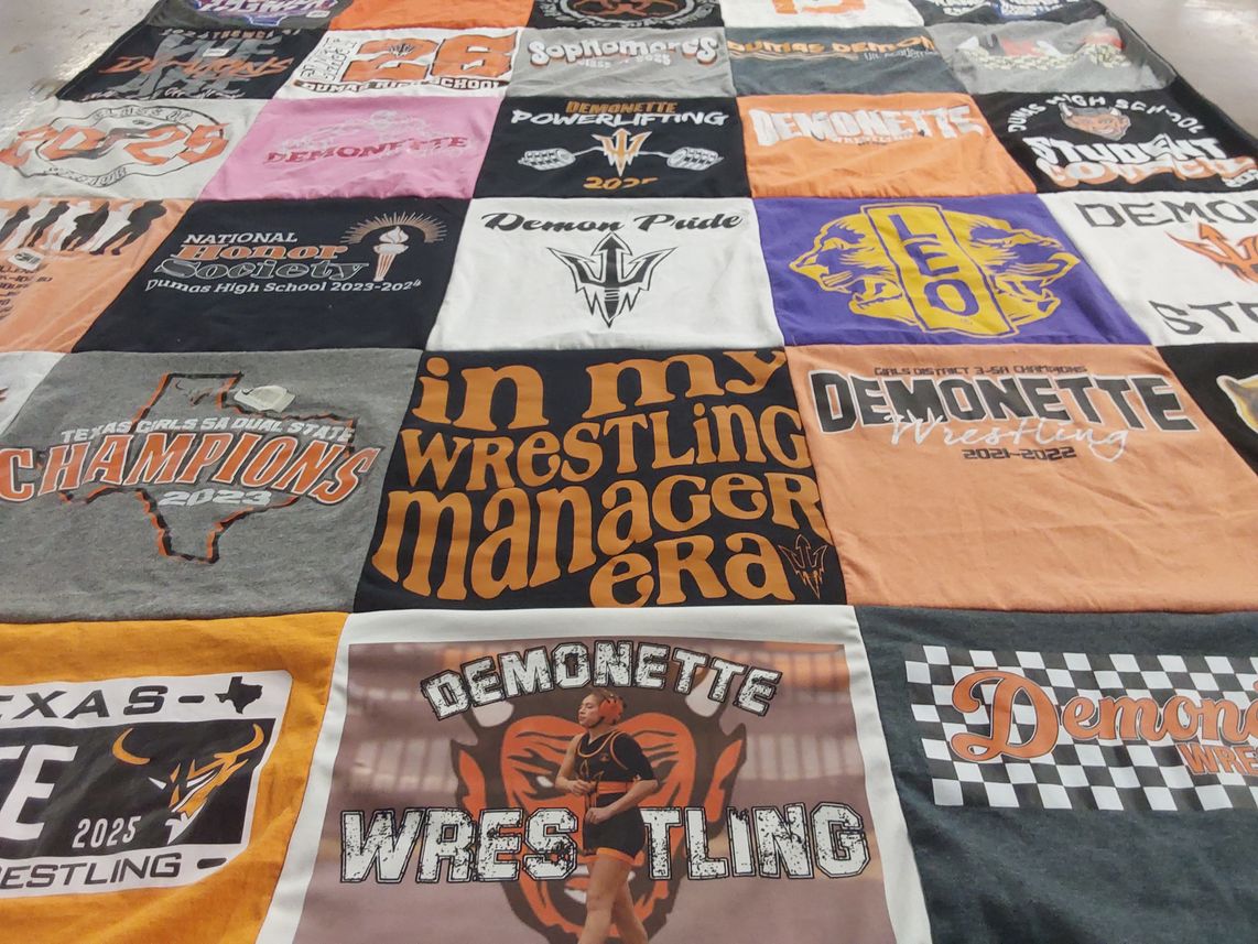 T-shirt quilt featuring demonette wrestling, demon pride by Natalia from TX