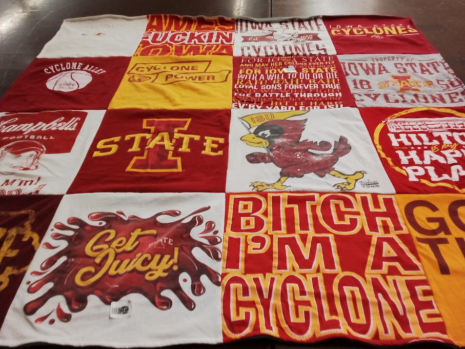 T-shirt quilt featuring iowa state cyclones by Karry from WI