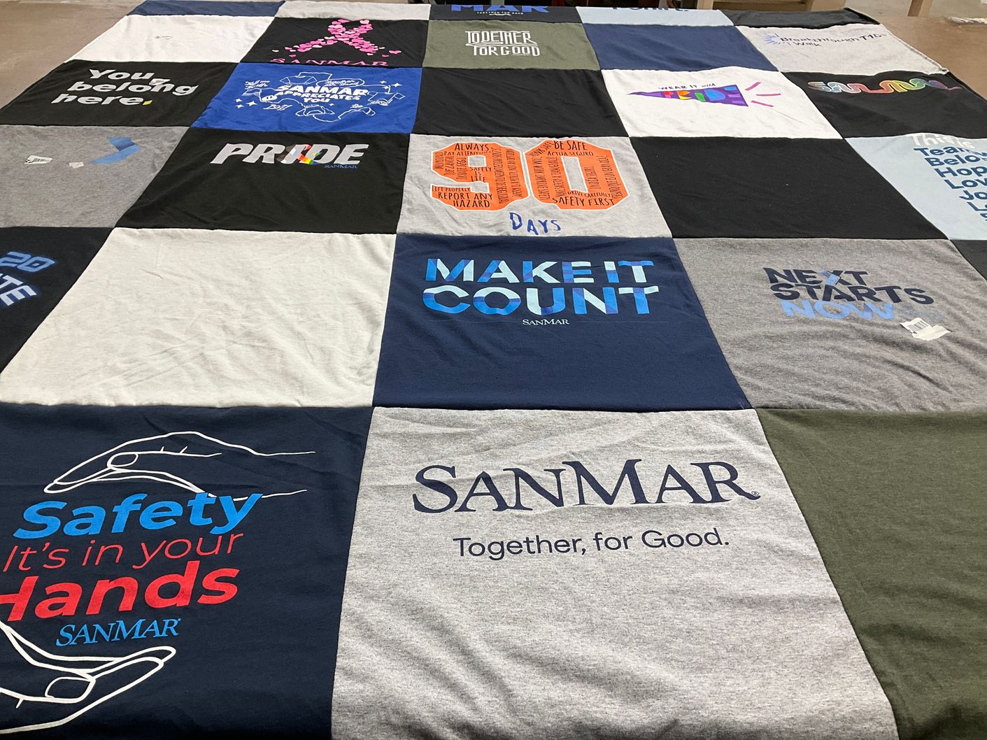 T-shirt quilt with community, safety themes by Colleen from TX