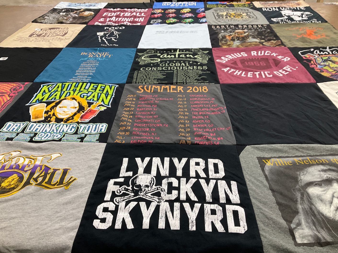 T-shirt quilt with music, comedy themes by Robert from TX