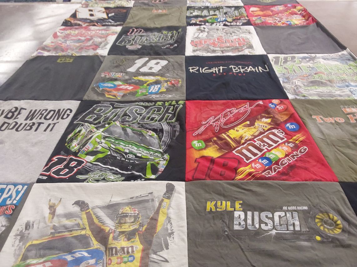 T-shirt quilt with nascar, racing themes by Anthony from MI