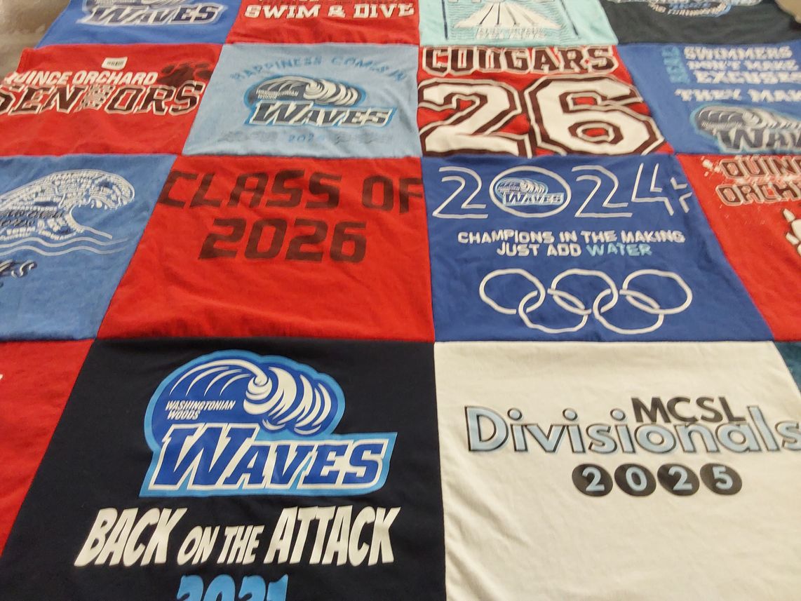T-shirt quilt from washington woods high school by Erin from MD
