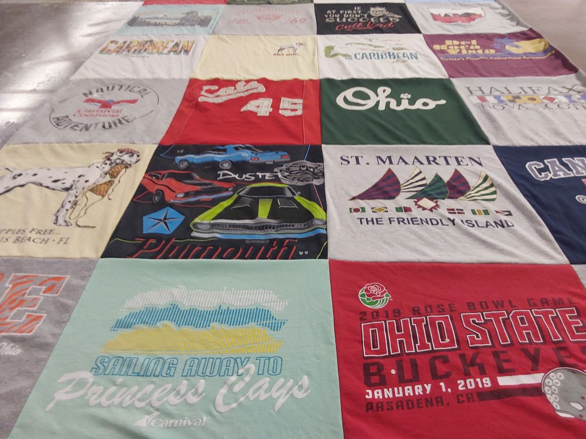 T-shirt quilt featuring ohio state buckeyes by Emily from OH