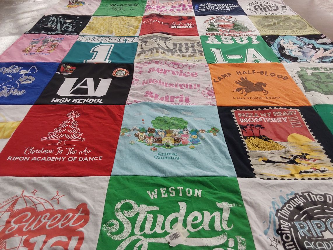 T-shirt quilt from ripon academy of dance, weston high school by Lora from CA